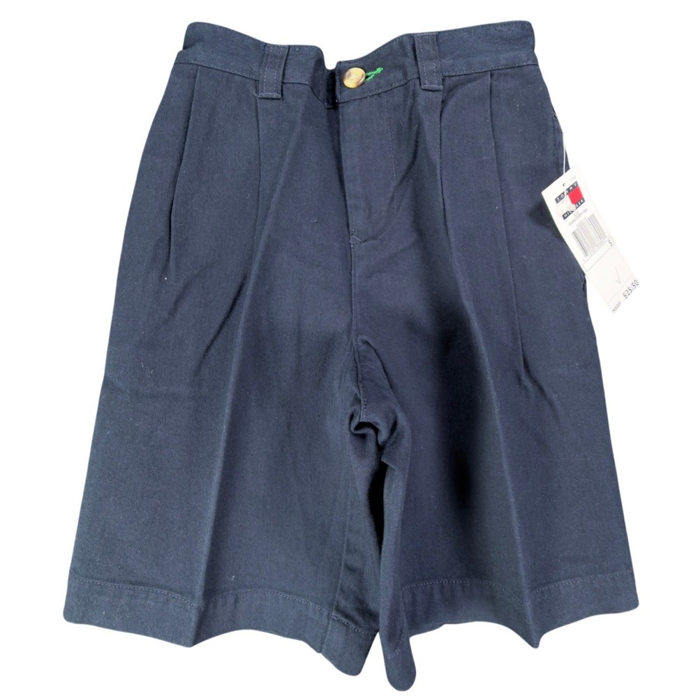 Tommy Hilfiger Y2K Pleated Chino Shorts Boys 5 Navy Blue Cotton NWT Deadstock